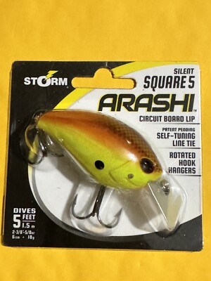 Storm Arashi Silent Square 5  2 3/8  5/8oz 5  Depth  Hot Chartreuse Shad