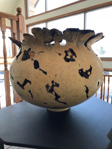 Fiji Baka South Pacific Banyan Tree Wood Turned Vase Bowl Museum Carving Art