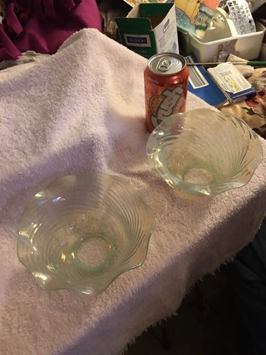 Antique Pair Of Opal Essence Lamp Shades