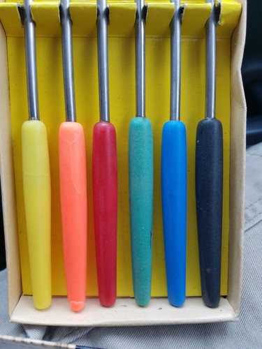 VIntage Retro Fondue Forks 6 Piece Boxed Set Stainless Steel made in Japan