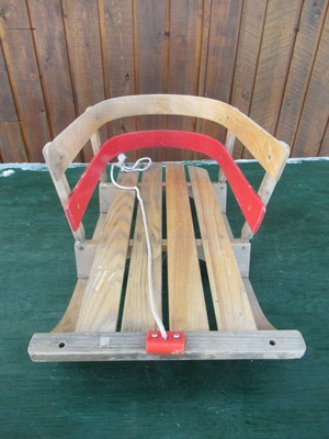 OLD Wooden Baby Sled Wooden Runners and Rope Handle Ready to Use