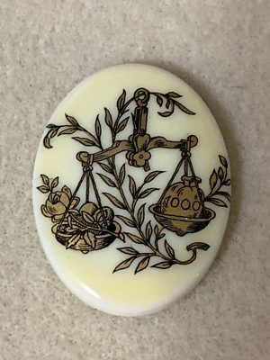 * INVENTORY SALE*LARGE 40X30MM RARE VTG. W. GERMAN ZODIAC CABOCHONS- ''LIBRA''.w