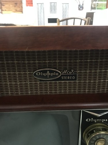 Mid Century OLYMPIC HI FI TV RADIO PHONO COMBO BEAUTIFUL CABINET!