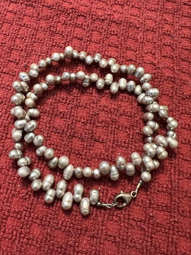 VINTAGE ESTATE STERLING SILVER TAUPE COLOR REAL PEARL 7 MM