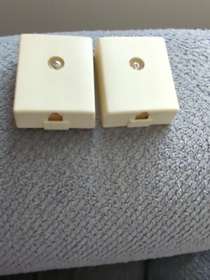 (2) Single Port Surface Mount Jack Telephone Line RJ11 6P4C Modular Box Ivory