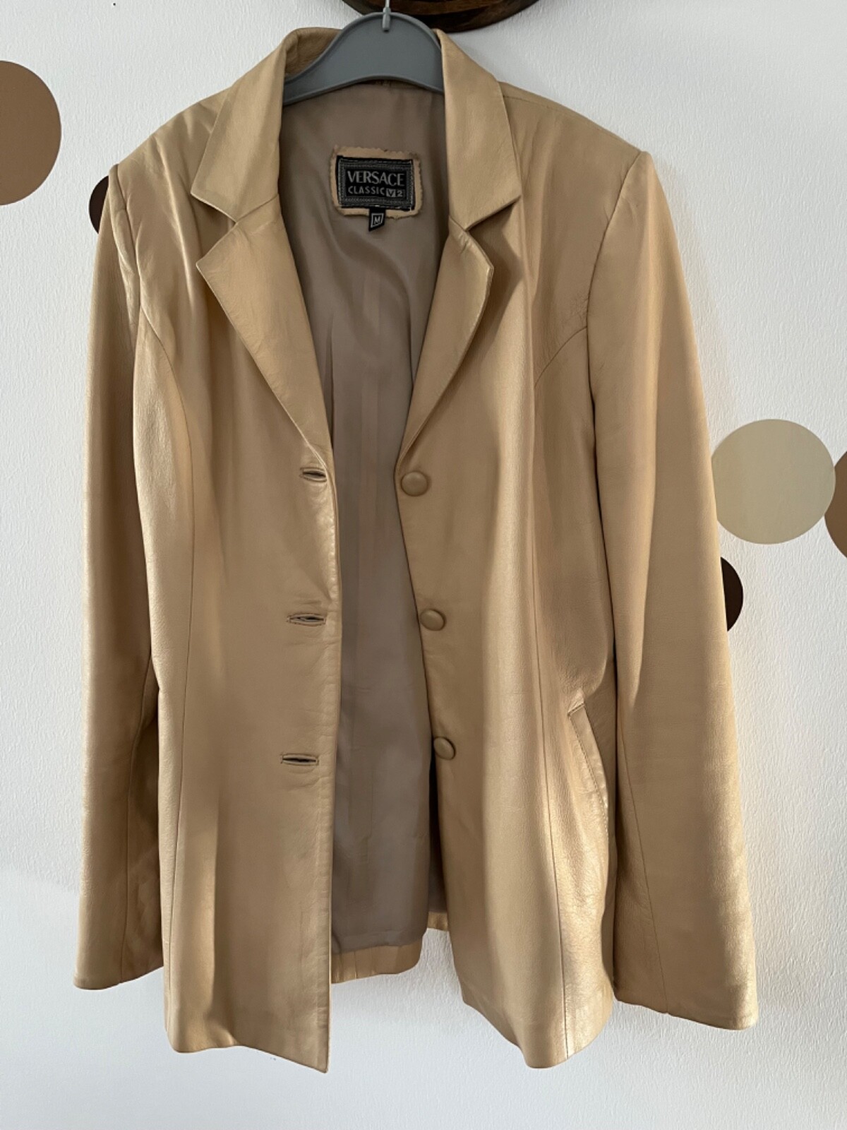 VTG Versace Classic V2 Leather Coat Size XL FLAWS READ No