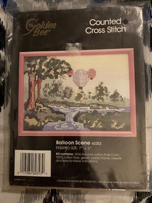 Golden Bee Counted Cross Stitch Balloon Scene 60353 7x5
