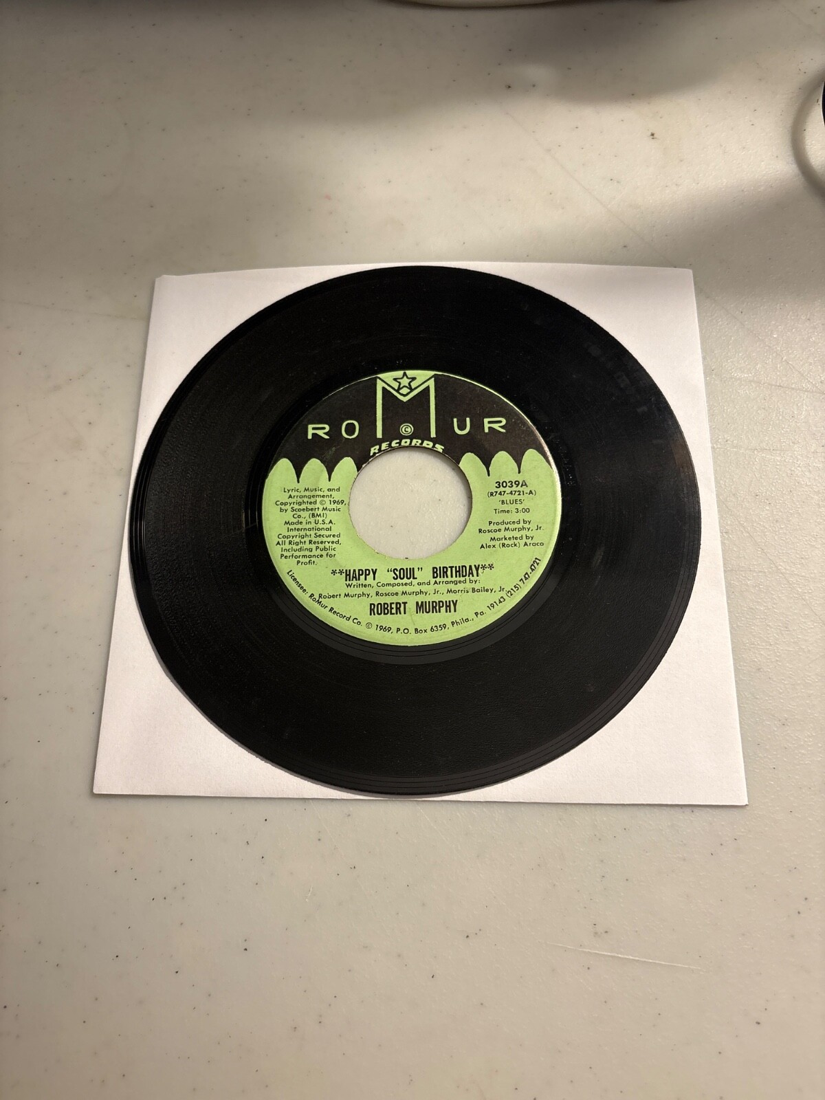 ROBERT MURPHY HAPPY SOUL BIRTHDAY 7" VINYL 45 RPM 1969 ON ROMUR DISCO FUNK VG+