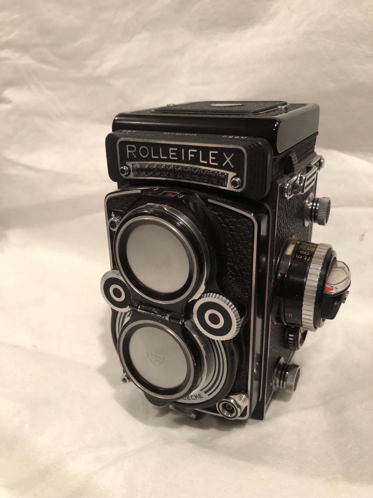 Rollei Rolleiflex Model 3.5F TLR Camera with Zeiss Planar 75mm lens and meter.