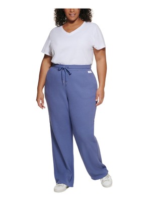 CALVIN KLEIN PERFORMANCE Женские синие брюки с высокой талией и завязками на талии Плюс 1X