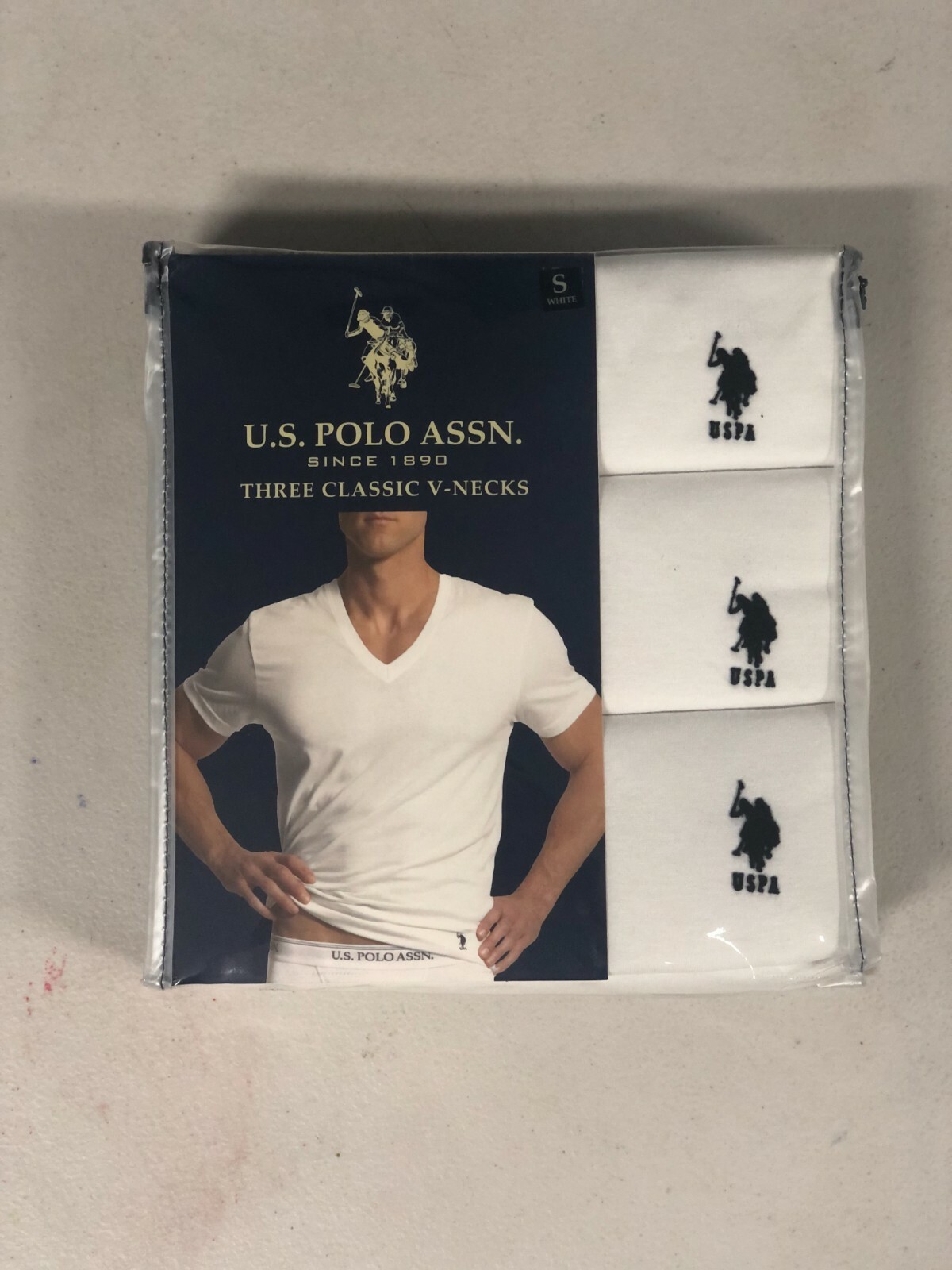 U.S. Polo Assn Men's 3 Pack V Neck T-Shirts Tee Black White SMALL Only NEW
