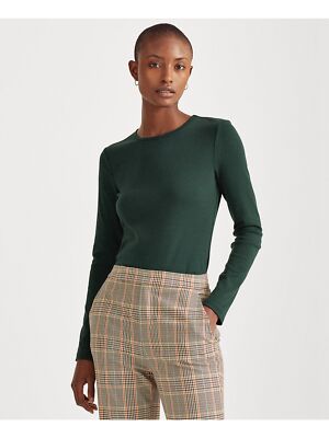 

RALPH LAUREN Женская зеленая облегающая футболка с длинным рукавом и круглым вырезом, Зеленый