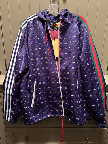 Purple Gucci x Adidas Trefoil Print Bomber Jacket Size 46 | eBay