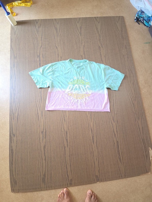 AC/DC High Voltage Cropped Ombre T-Shirt Green/Pink