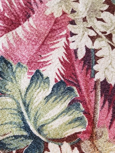 Vintage Tropical Barkcloth Fabric Drapery 2 Panels Remnants Deep Green Fuchia