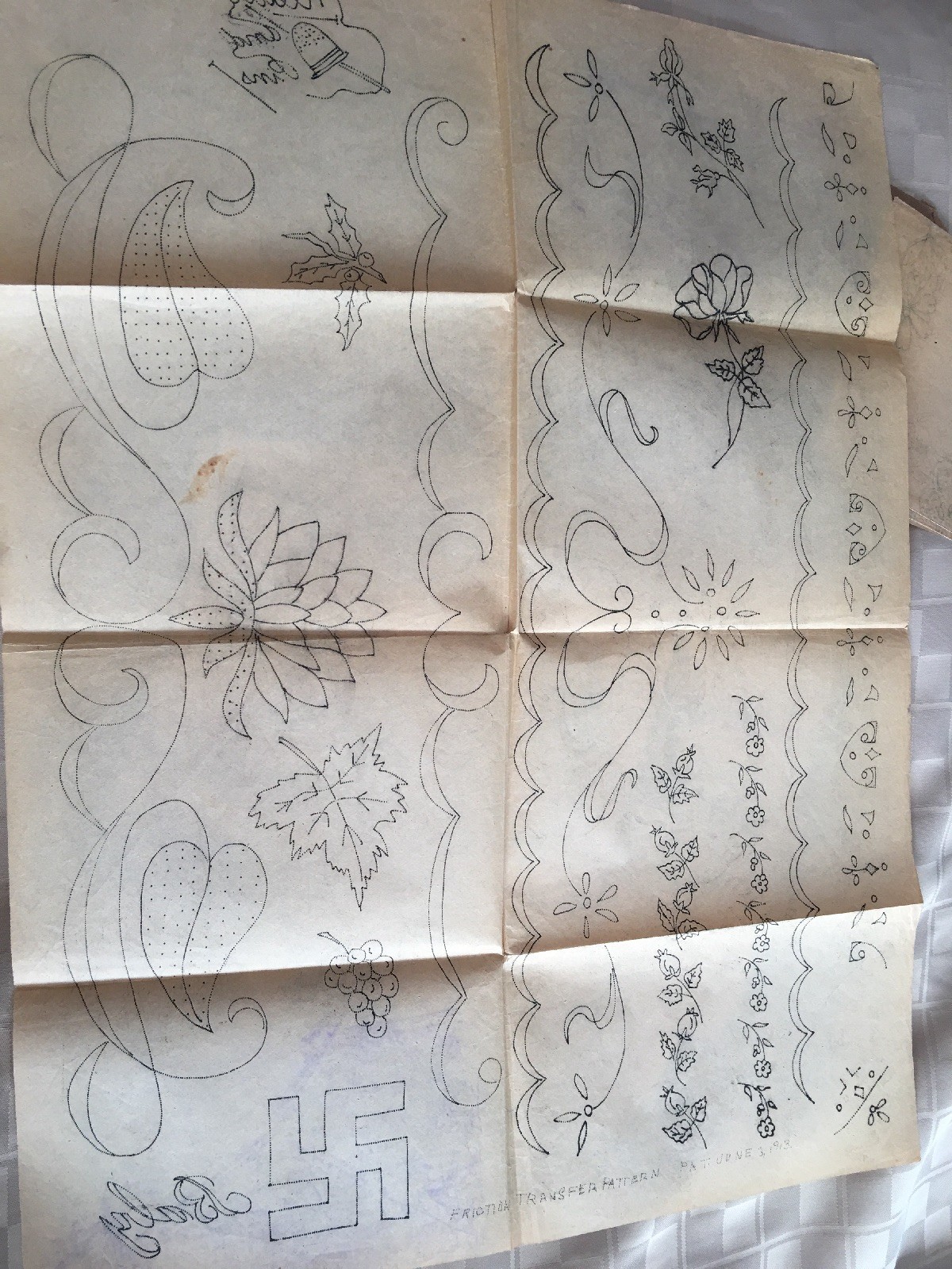 1913 Vintage Larkin Friction Transfer Pattern Cloth Wood Leather Metal Glass