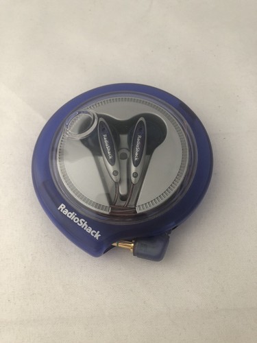 Vintage RadioShack Stereo In-Ear Earbuds with Blue Windup Ca