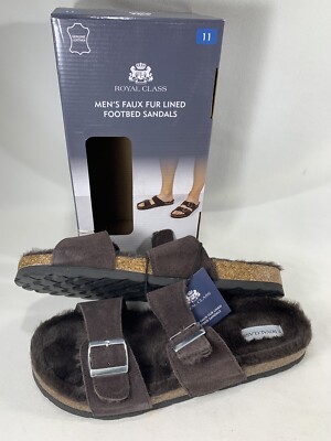 Royal Class Men's Footbed leather sandals size 11 Brown NIB