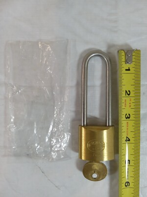 NOS HERCULOCK 700 Series Lock USA Padlock Keyed Brass Stainless 3 1/4'' Shackle