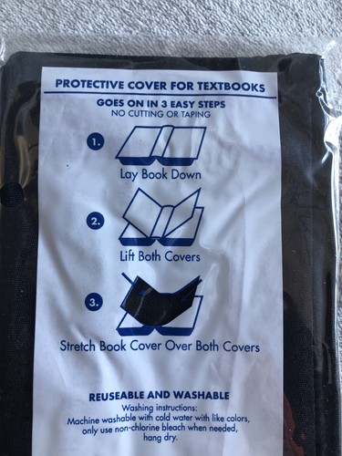 Lot OF 6 Book Covers Stretchable Fabric Fits 8” By 10”, Black, Gray Washable