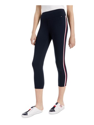 TOMMY HILFIGER Женские темно-синие облегающие брюки без застежек с логотипом Active Wear Skinny Pants L