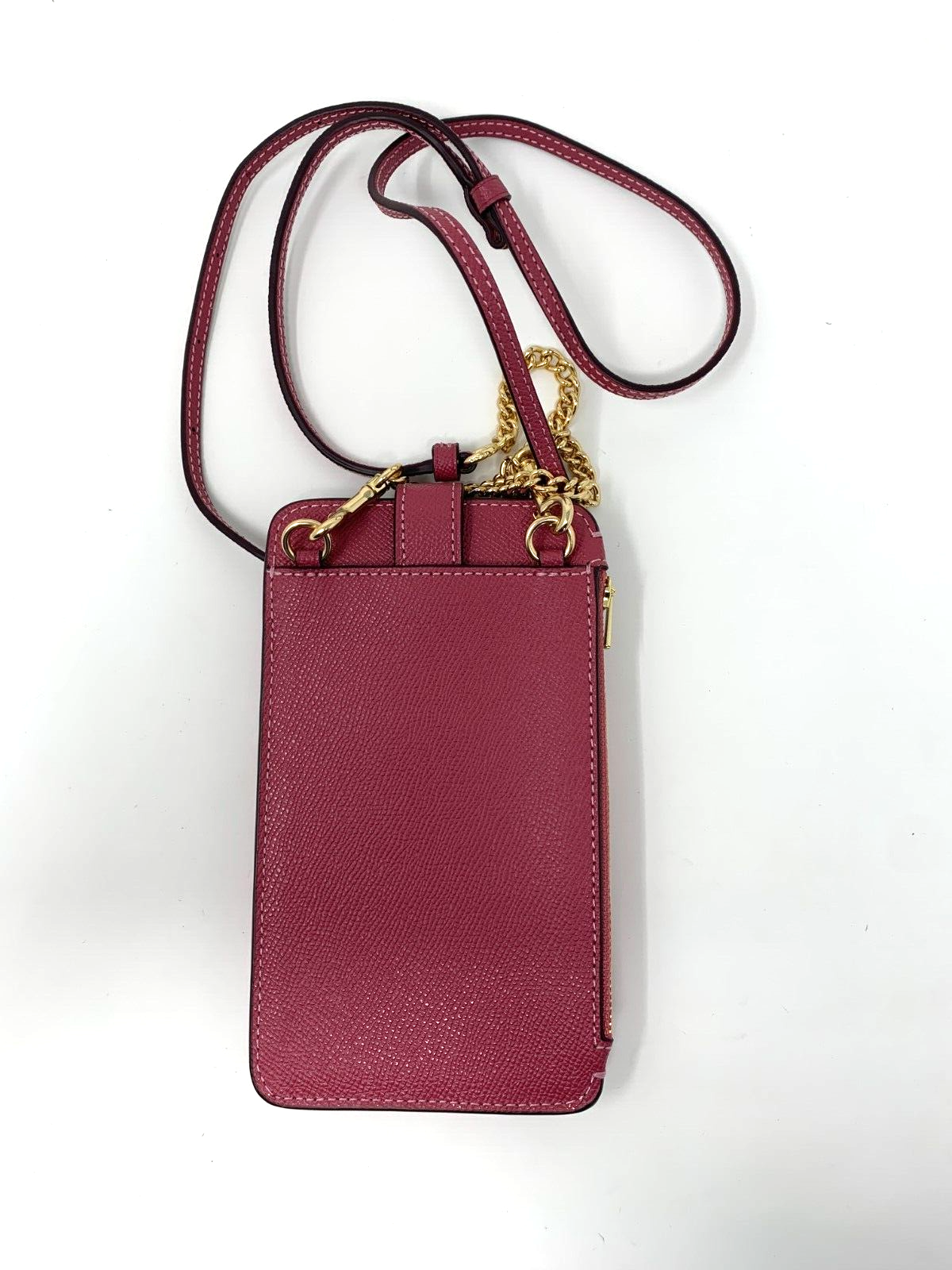 Coach North/South Phone Crossbody Bag Rouge Pebbled Leather