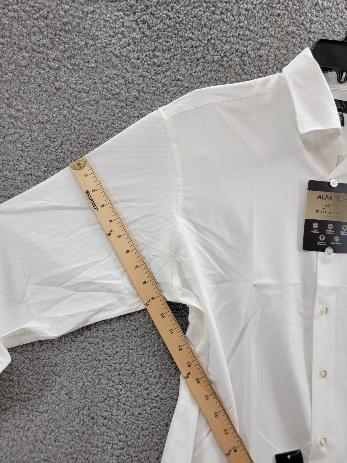 Alfani Regular Fit Travel Ready Solid Dress Shirt Men's 16-16.5 34-35 White L/S - Picture 10 of 19