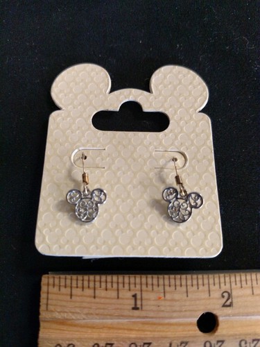 Disney Mickey Mouse Silver Dangle Earrings Ornate Design  NEW
