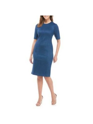 

ANNE KLEIN Женское синее вечернее платье-футляр с короткими рукавами и вырезом до колена, Синий