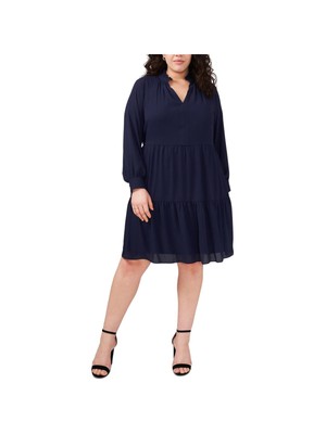 

Женское темно-синее пуловерное платье MSK WOMEN с рукавами реглан на подкладке и расклешенным платьем Plus, Navy