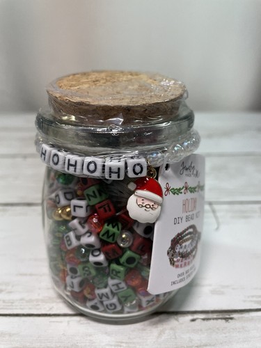 Jewelry Made By Me DIY Bead Kit Jar "HOLIDAY" w/Santa Clause Charm (White Santa)