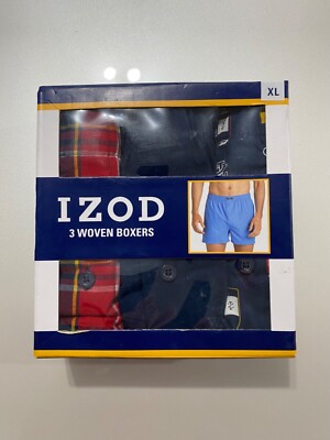 IZOD Mens woven Boxers 3pack assorted colors see pic, Free Shipping