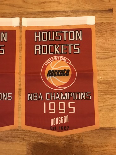 Complete Set Houston Rockets NBA Champions 2 Banners/Flags 18.5" x 11.5"