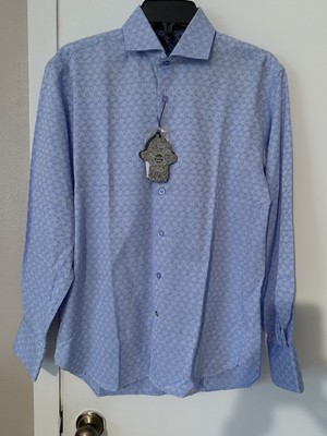 Visconti Black Light Blue Long Sleeve Flip Cuff Size Small NWT