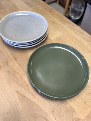 Vintage Russel Wright Steubenville 4 Gray And 2 Green 6'' Plates