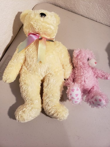 Ty Beanie Buddy Buddies SHERBET Yellow fluffy TEDDY BEAR plush pink sweetiepaws