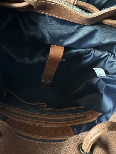 ::Quavaro Tomcat/Gray/Herringbone/Brown Leather Backpack. Unisex.