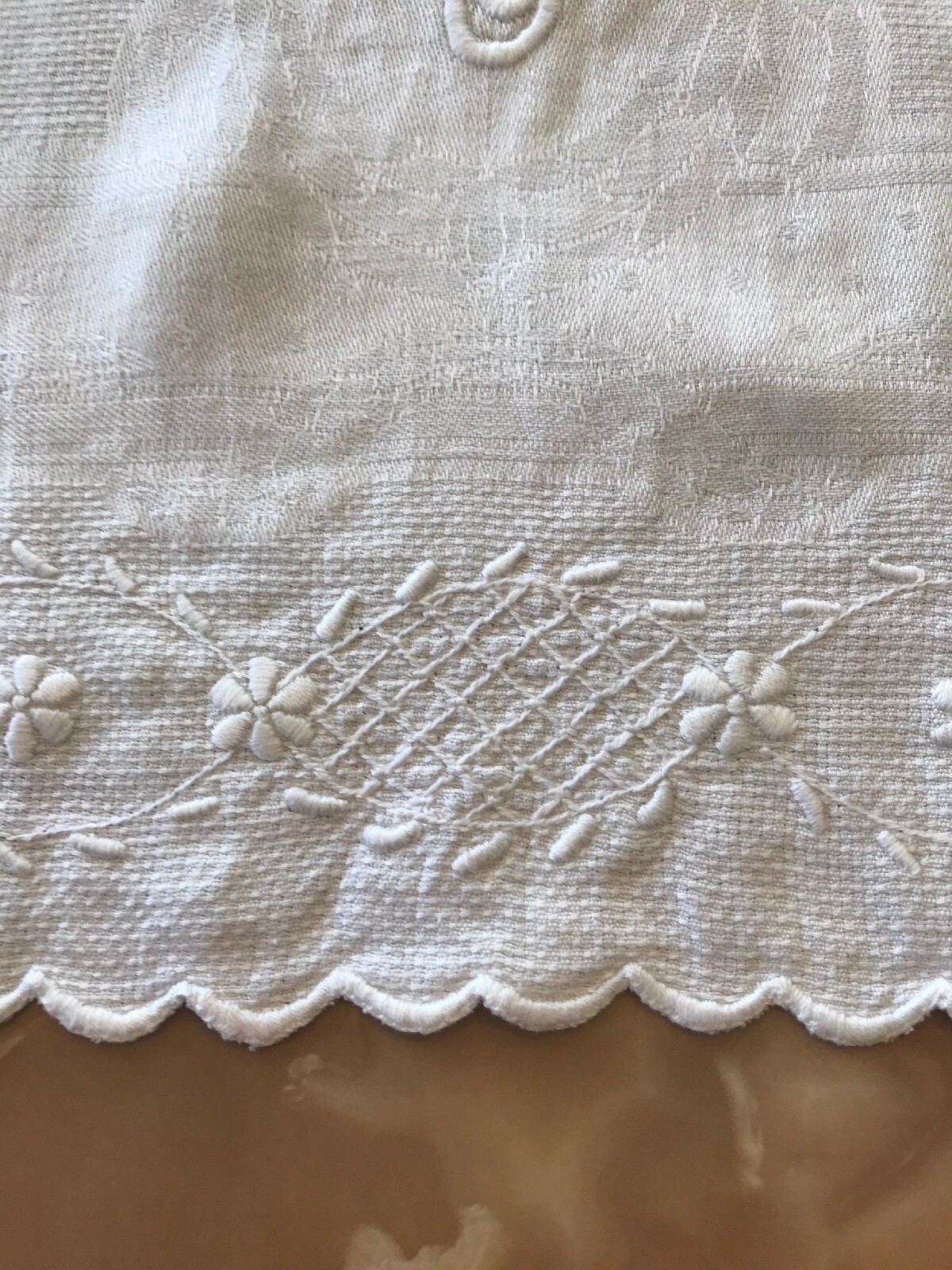 Vintage Antique Large Hand Towel, Embroidered, Monogrammed C, White, 19 x 30