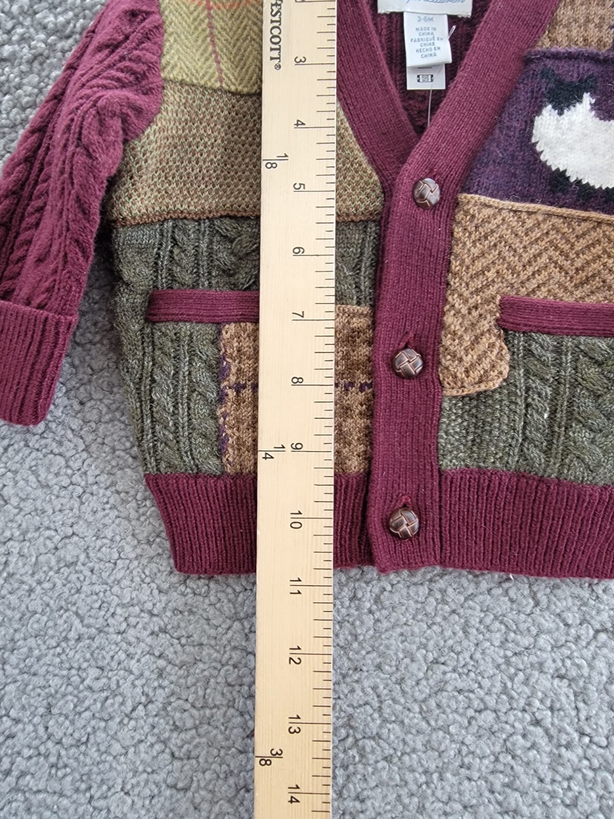 Ralph Lauren Wool Blend Patchwork V-Neck Cardigan Baby Boys' 3-6Mos Multi L/S - Picture 8 of 18