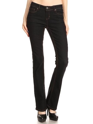 WAX JEAN Womens Black Denim Zippered Pocketed Stretch Boot Cut Jeans 0