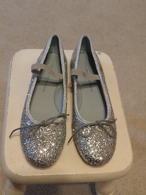 silver glitter flats womens