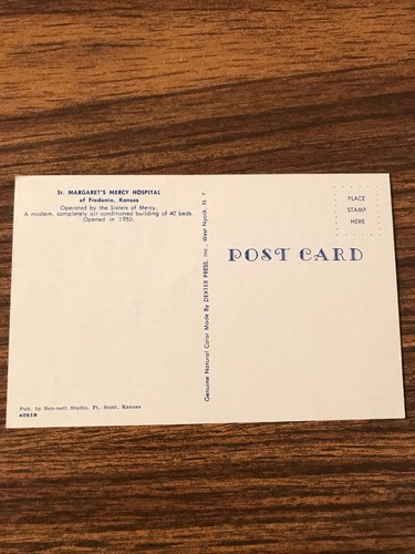 1950s ST. MARGARET'S MERCY HOSPITAL FREDONIA KANSAS KS. VTG POSTCARD