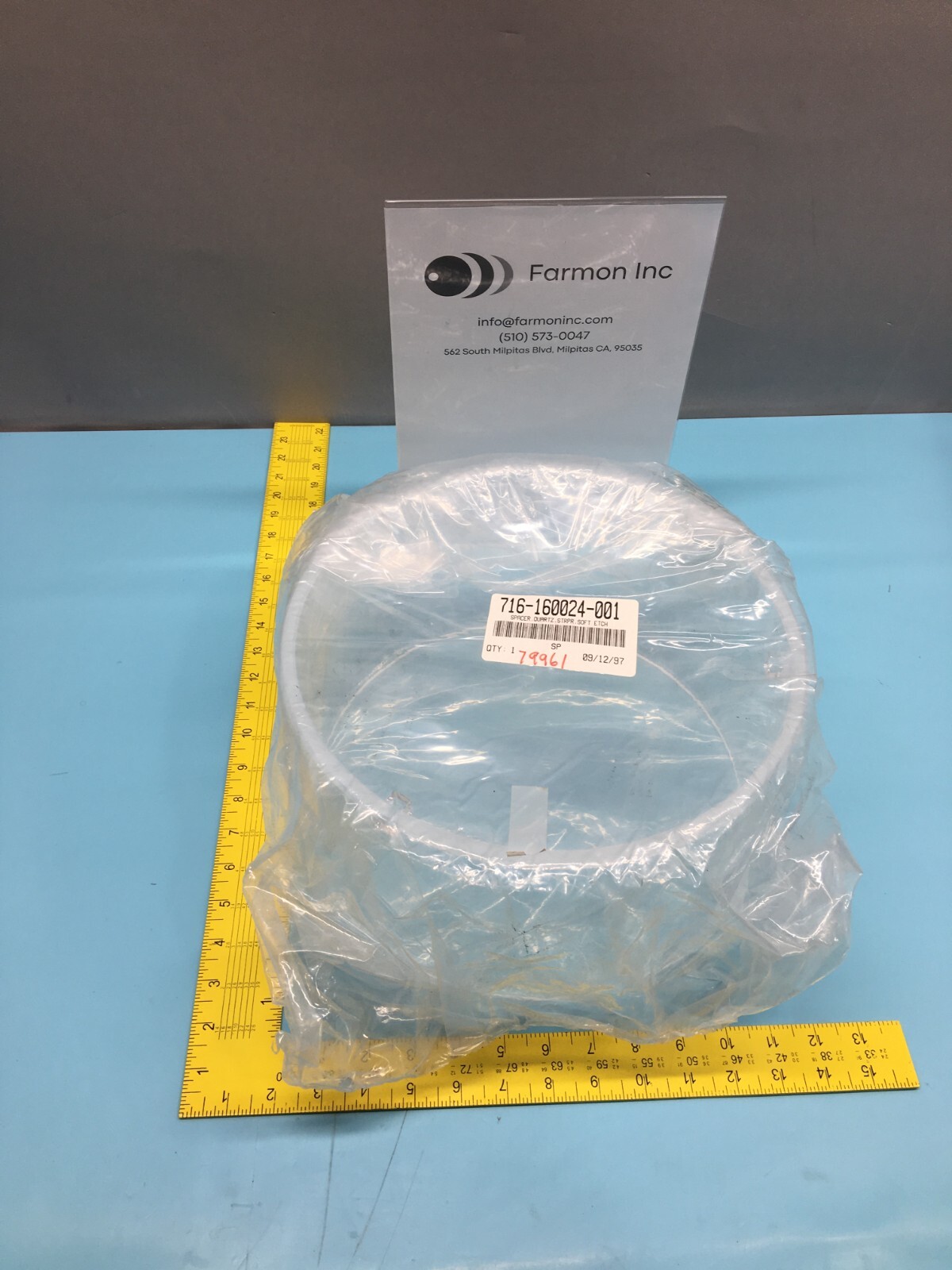 LAM 716-160024-001 SPACER, QUARTZ, STRPR, SOFT ETCH, 123314