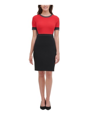 

TOMMY HILFIGER Женское красное платье-футляр длиной выше колена с короткими рукавами, Красный
