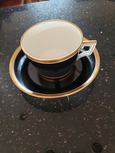 Richard Ginori Black Visconte Cup and Saucer