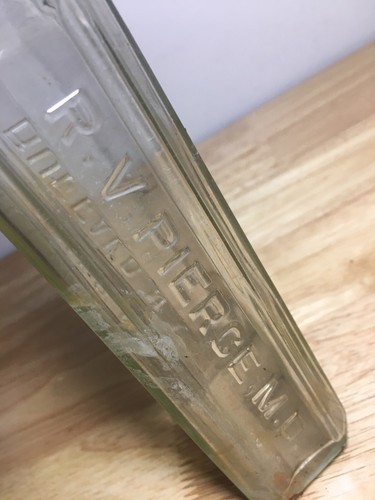 Antique Clear Glass Medicine Bottle RV Pierce MD Buffalo NY!