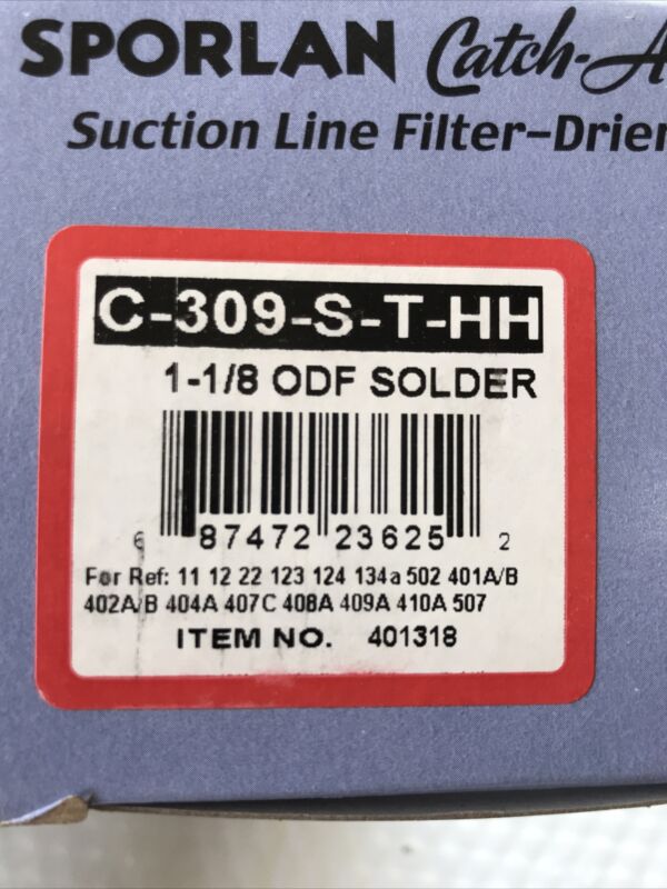 NOS Sporlan Catch-All Suction Line Filter-Drier C-309-S-T-HH  1-1/8" ODF Solder