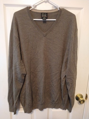 JOS A BANK Men's Size XXL Sig Collection Brown Wool V-Neck