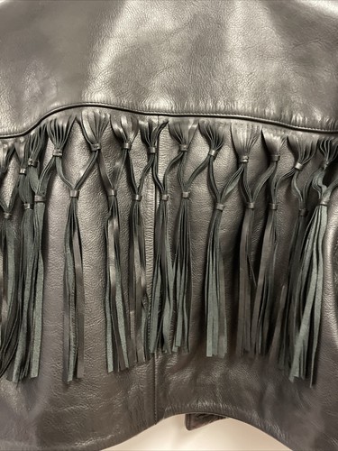 Pre-owned Re/done Re Done, Leather Fringe Jacket Women Size S Black Cropped Clubwear Crop