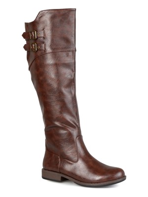 

JOURNEE COLLECTION Женские коричневые ботинки для верховой езды Tori с двойными ремешками на блочном каблуке, Коричневый, TORI-BRN-085
